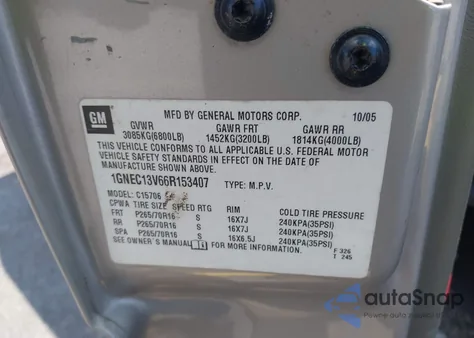 2006 Chevrolet Tahoe Ls from USA, damaged, VIN 1GNEC13V66R153407